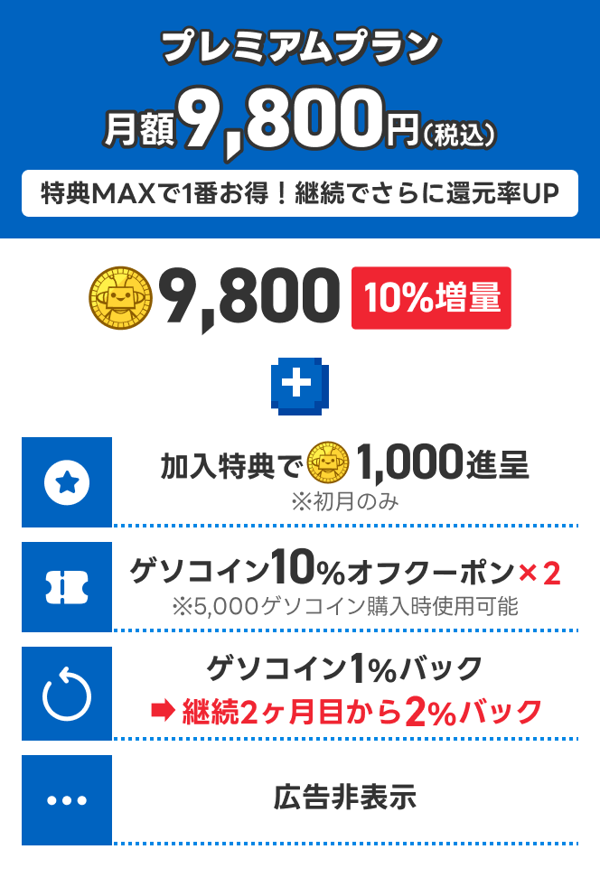 プレミアムプラン 月額9,800円（税込）